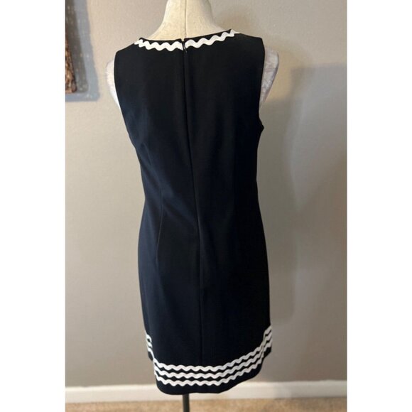 Talbots Dress 8P 8 P Black White Ric Rack Stretch Sleeveless Career Church - Picture 7 of 9